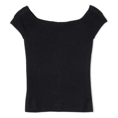 Bompard - Top de punto con cuello Bardot de cachemira y seda | Negro