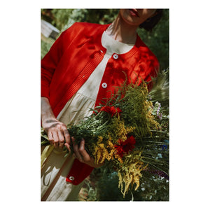 Poudre Organic - Organik Pamuk Kardigan Pétale | Kırmızı