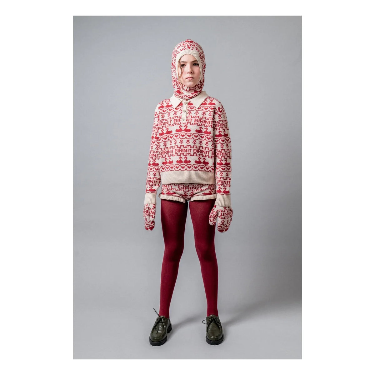 birinit - Duck Polo Yaka Kazak Merino Yün | Bordo