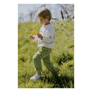 Yuki - Organic Cotton Ribbed Sweater | Heather White