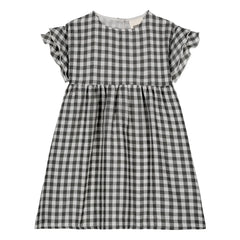 Studio Bohème - Cousine Vichy Bio-Baumwoll-Musselin-Kleid | Schwarz