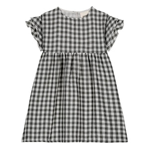 Studio Bohème - Cousine Vichy Bio-Baumwoll-Musselin-Kleid | Schwarz