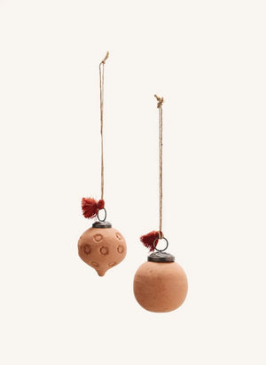 Madam Stoltz - Terracotta Noel Süsleri - 2'li Set