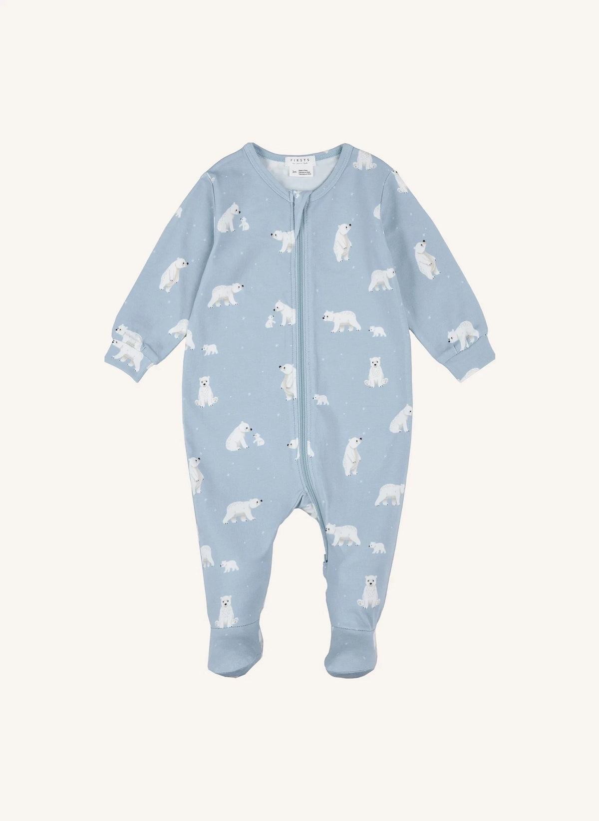 Petit Lem - Ayı Desenli, Modal ve Organik Pamuktan Ayaklı Pijama | Mavi