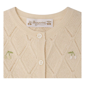 Bonpoint - Lysandra Cerises Wollcardigan | Creme