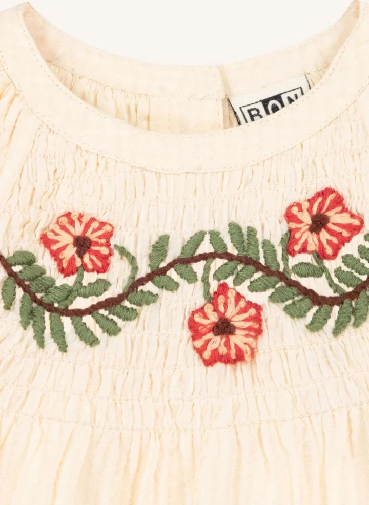 Bonton - Blusa con bordado floral | Crudo
