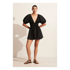 Matteau - Shired Drapeli Mini Elbise | Siyah