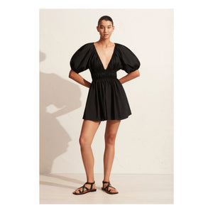 Matteau - Shired Drapeli Mini Elbise | Siyah