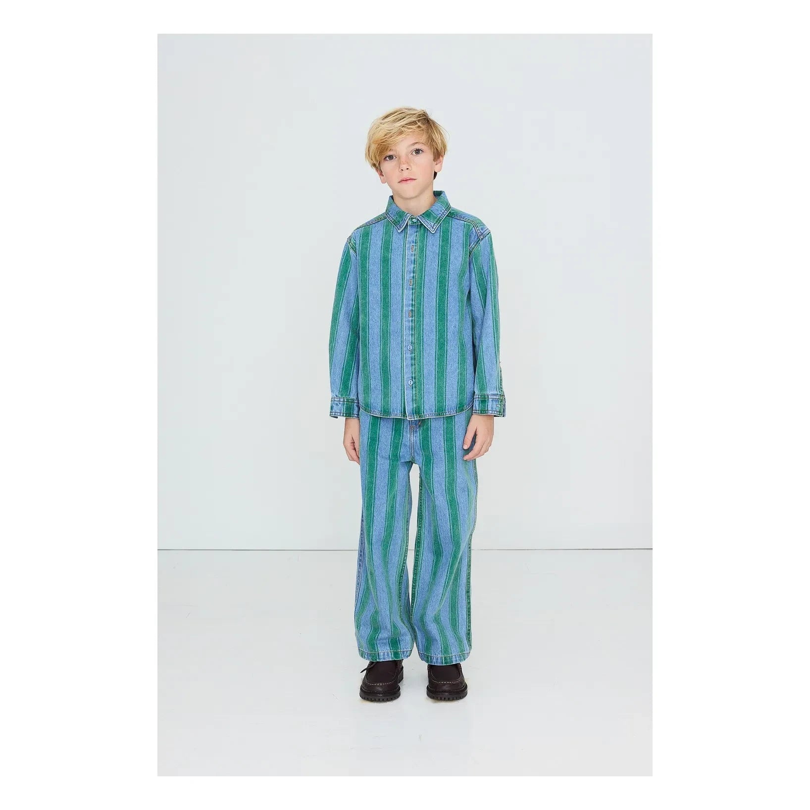 Tinycottons - Çizgili Kot Gömlek | Mavi