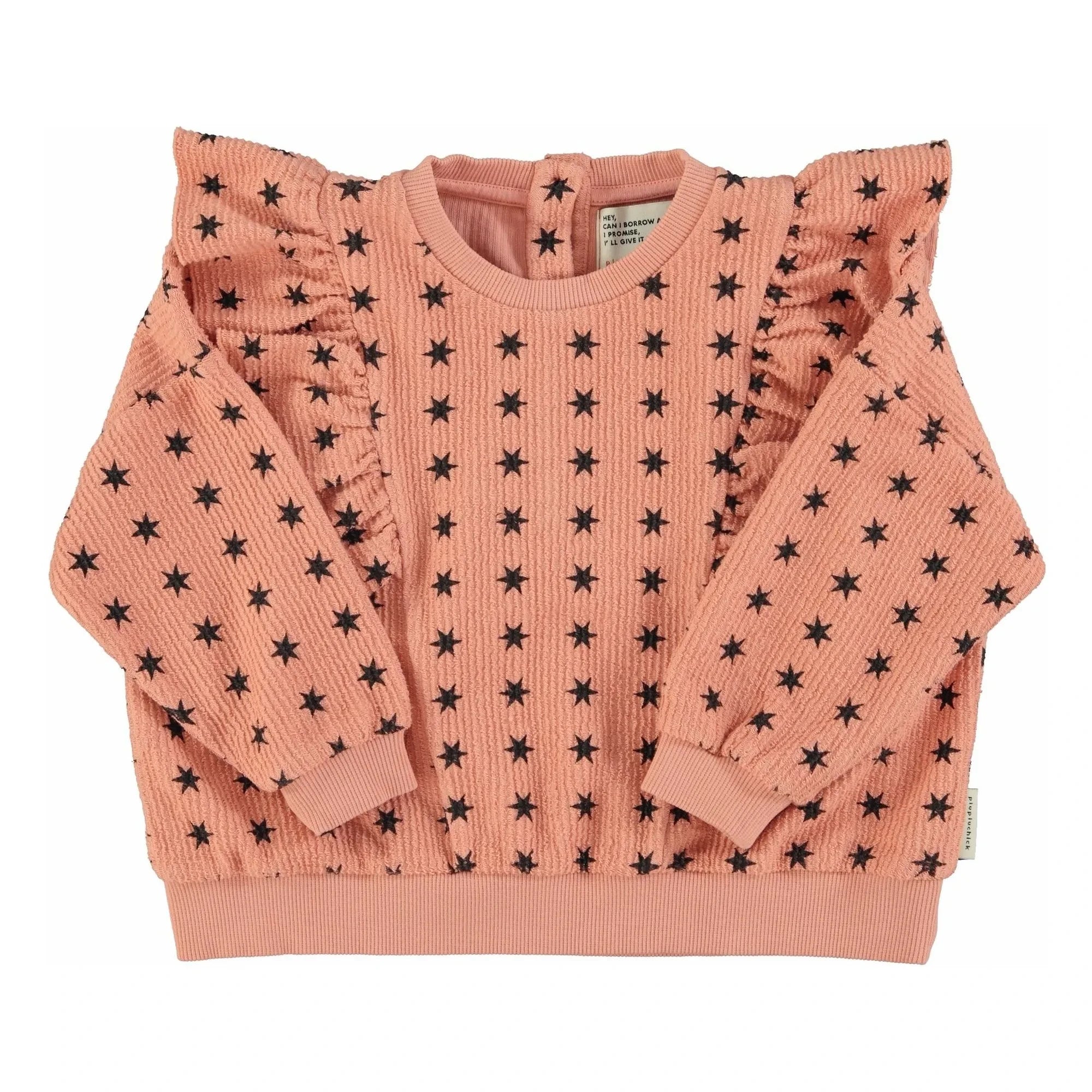 Piupiuchick - Çizgili Sweatshirt Yıldızlar Organik Pamuk | Mercan