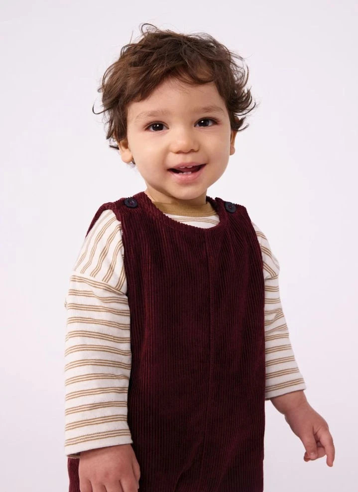 Petit Bateau - سالوبيت من القطن العضوي بملمس مخملي | عنابي