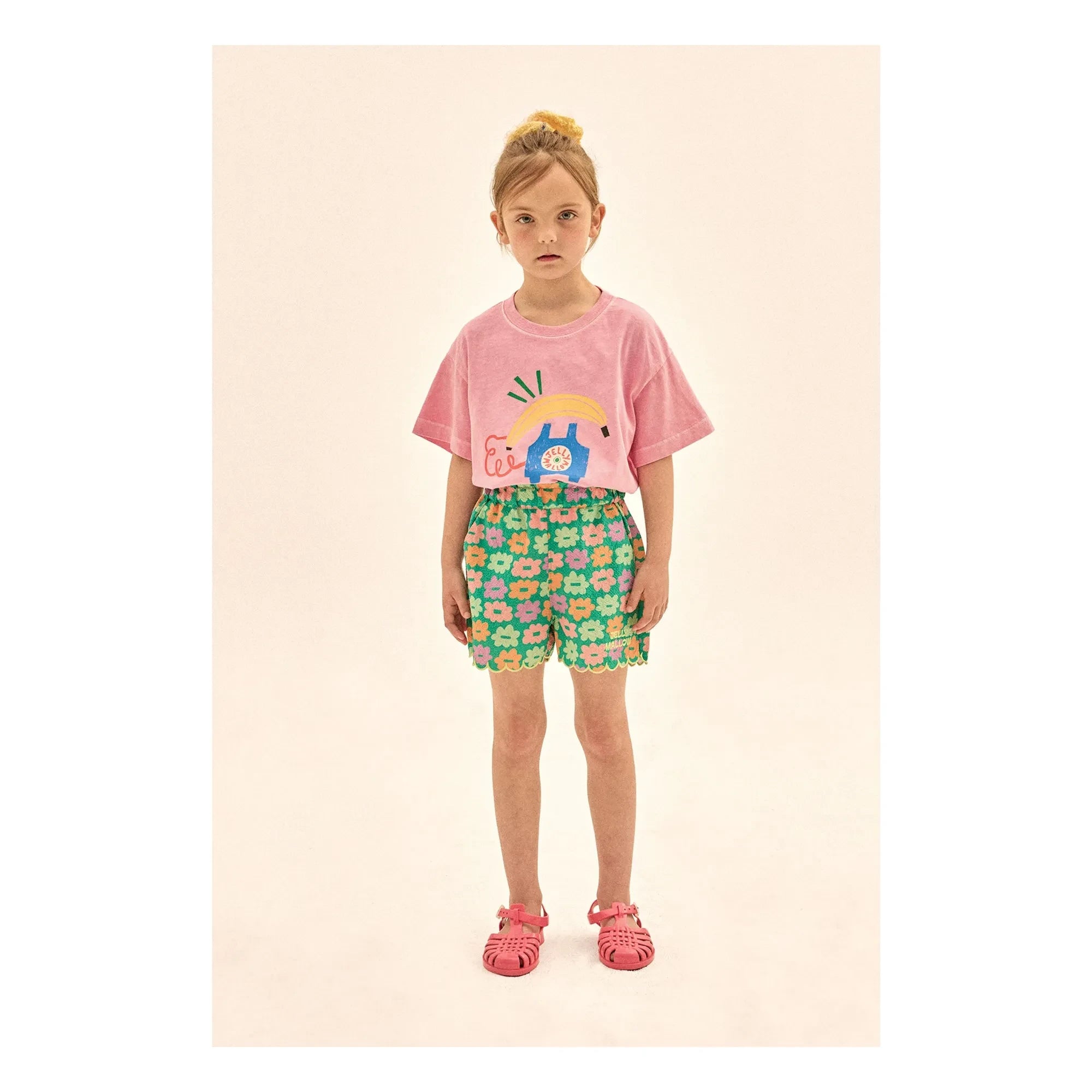 Jelly Mallow - Yeşil Çiçek Desenli Seersucker Şort