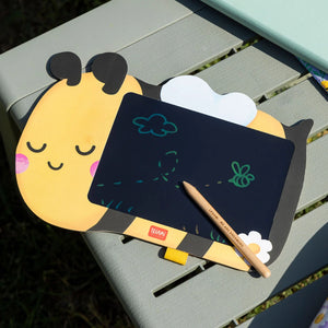 Legami - Tragbare LCD-Zeichentafel mit Bienenmotiv aus Karton - Magische Zeichentafel
