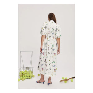 Alémais - Besticktes Leinenkleid | Ecru