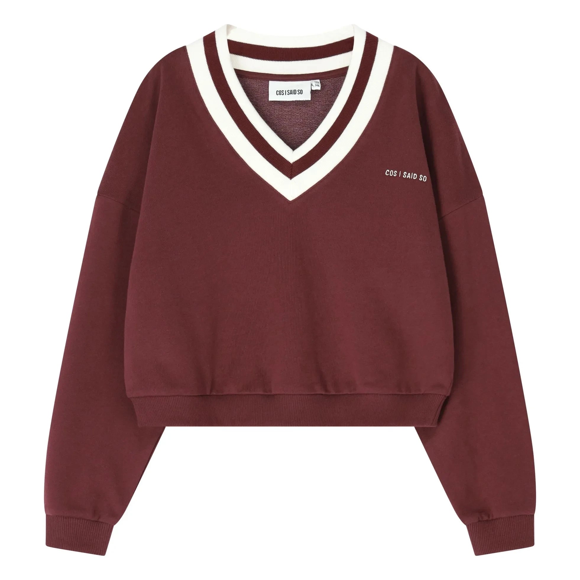 Cos I Said So - Organik pamuklu V yaka sweatshirt | Bordo