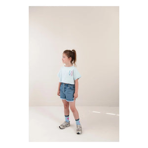 Jenest - Lizzy Love Organik Pamuk Crop Tişört | Açık Mavi