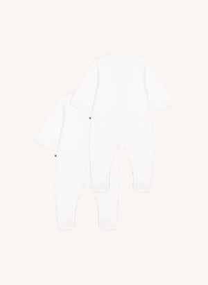 Petit Bateau - 2’li Kadife Organik Pamuk Pijama Takımı | Beyaz