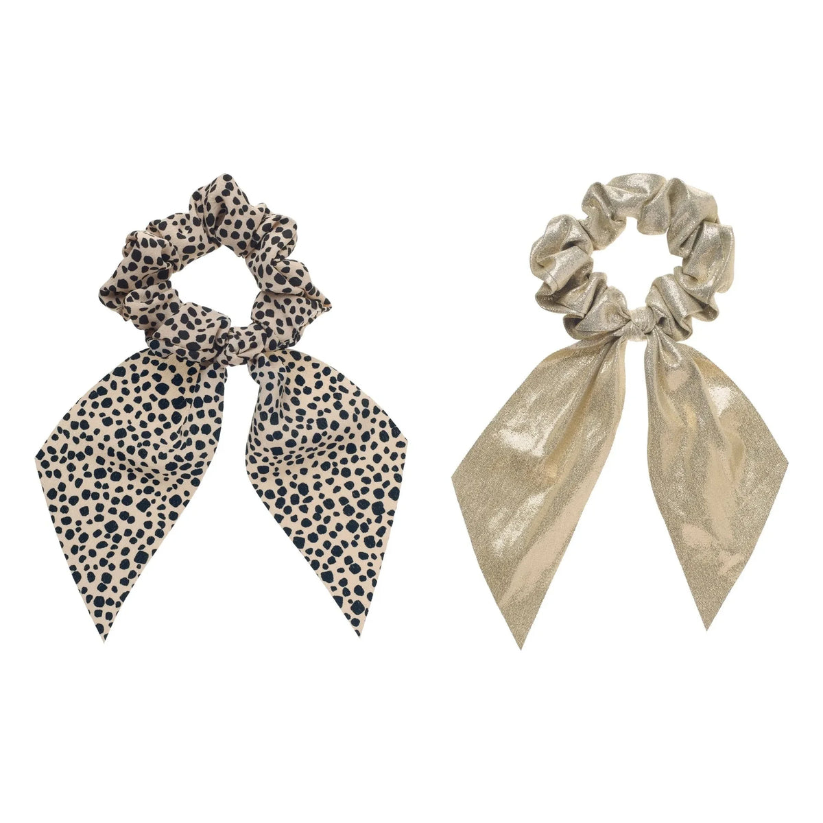 Rockahula Kids - Set de 2 gomas de pelo chouchou con pañuelo de leopardo | Beige