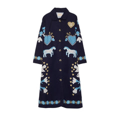 SISSEL EDELBO - Jacke aus Bio-Baumwolle mit Pferde-Stickerei | Marineblau