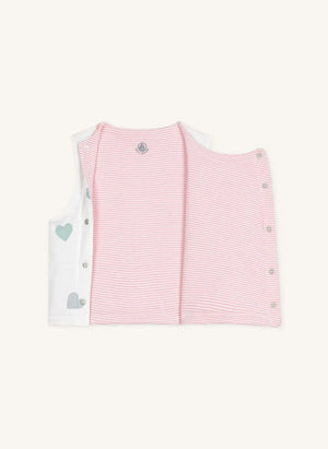 Petit Bateau - Kolsuz Organik Pamuk Kalp Yelek | Beyaz