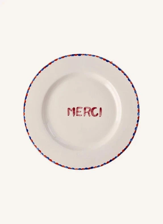 Rice - "Thank You" Seramik Tabak | Ecru