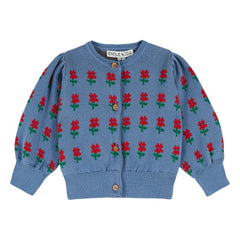 Emile et Ida - Cardigan aus Bio-Baumwolle mit Blumenmuster | Blau