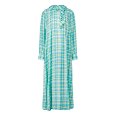 Laurence Bras - Philibong Cotton Checkered Dress | Turquoise