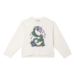 Stella McCartney Kids – Blumen-Sweatshirt aus Bio-Baumwolle | Elfenbein