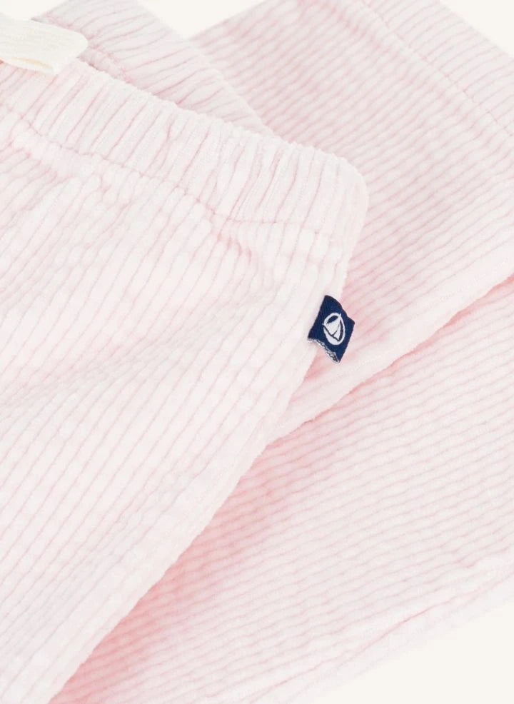 Petit Bateau - بنطال مخملي للأطفال من قطن عضوي | وردي فاتح
