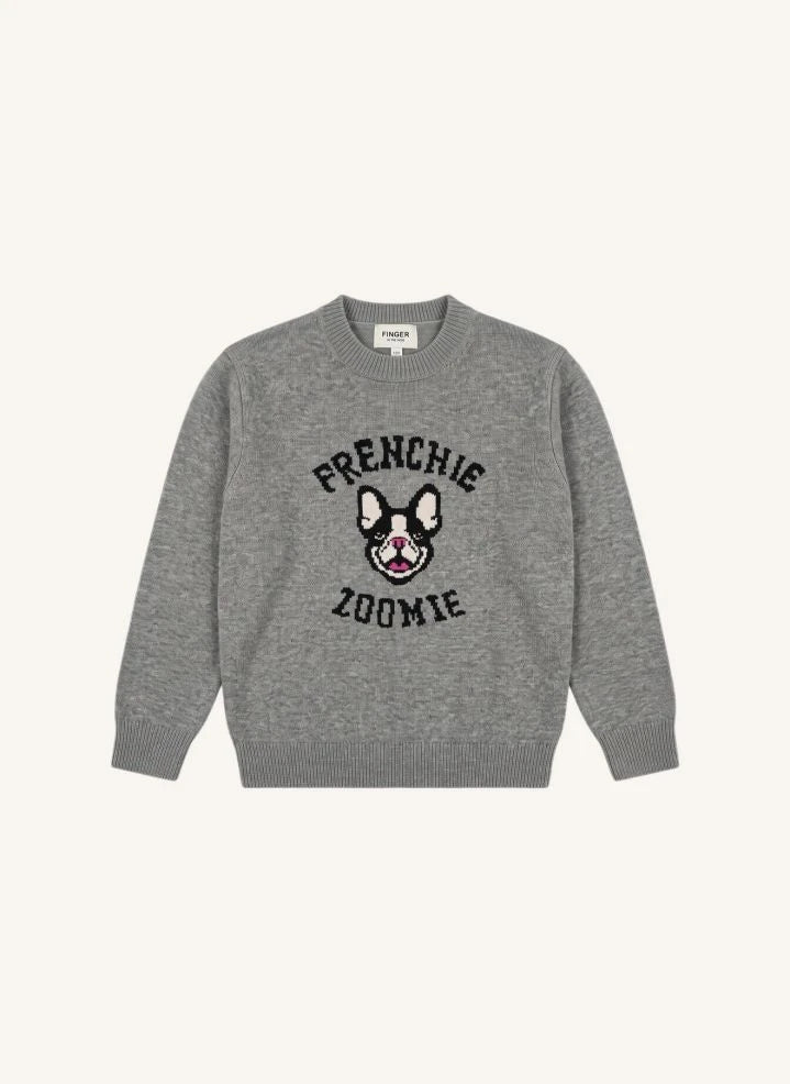 Finger in the nose - Sally Frenchie Merinos Yünlü Kazak | Gri melanj