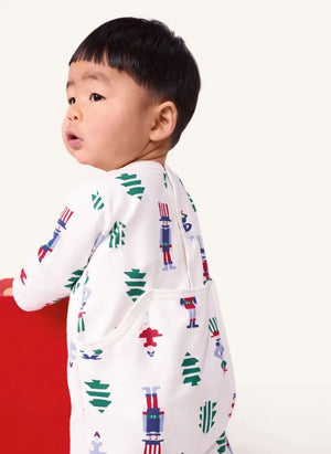 Petit Bateau - بيجامات عيد الميلاد فليس من القطن العضوي | أبيض