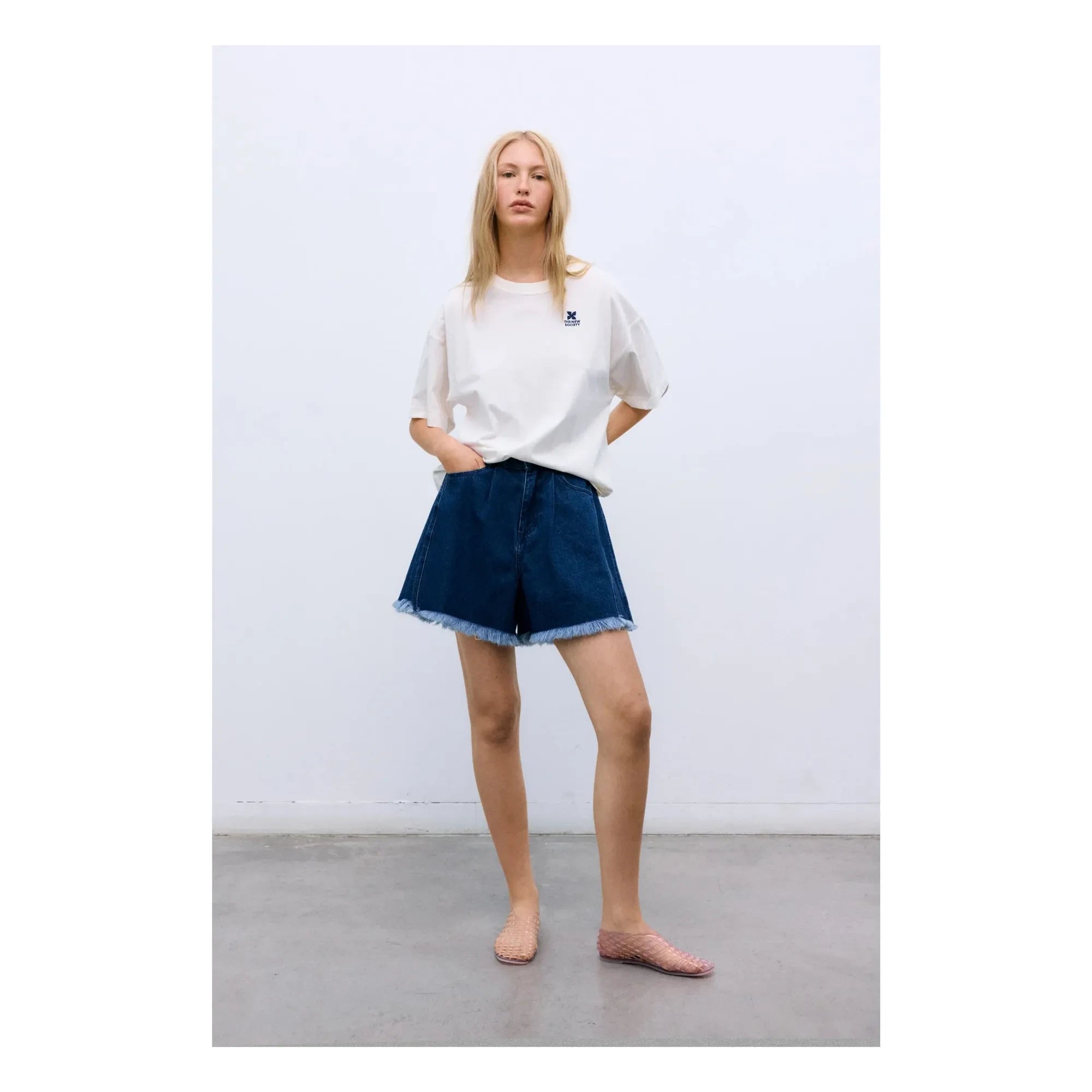the new society - Kotton Şort | Denim mavisi