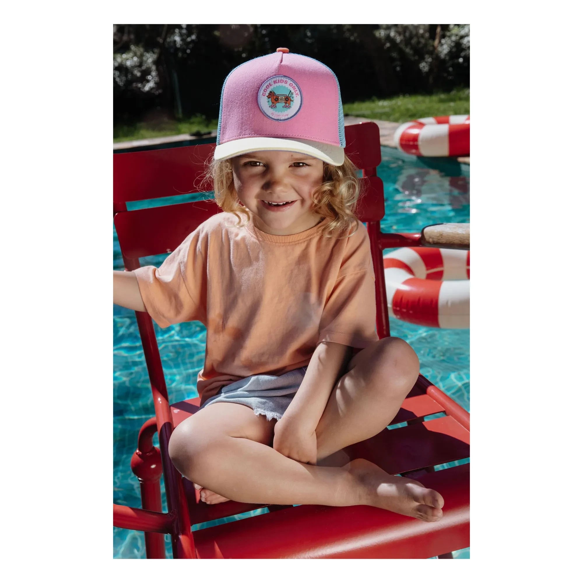 Hello Hossy - Stereo Dog Kıvrık Vizörlü Trucker Şapka Organik Pamuk | Pembe