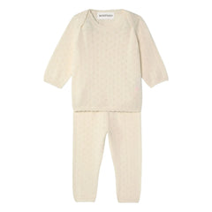Bompard – Kaschmir-T-Shirt und -Hose mit Lochmuster | Creme