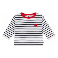 Petit Bateau - Marinière Kalp Tişört | Beyaz