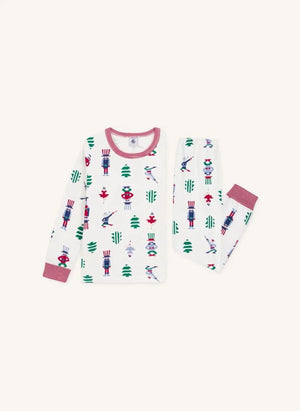Petit Bateau - Noel Pijamaları Organik Pamuk | Beyaz