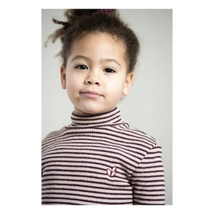 Jenest - Tara Gestreiftes Rollkragen-T-Shirt | Bordeaux