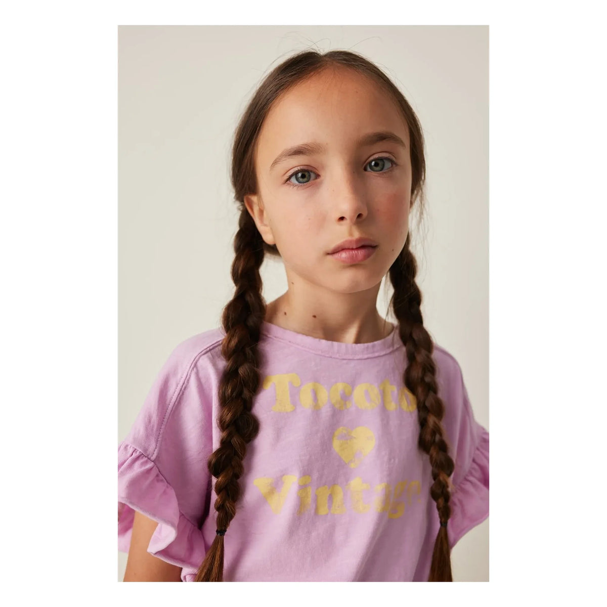 Tocoto Vintage - Crop Volants Tişört | Lila