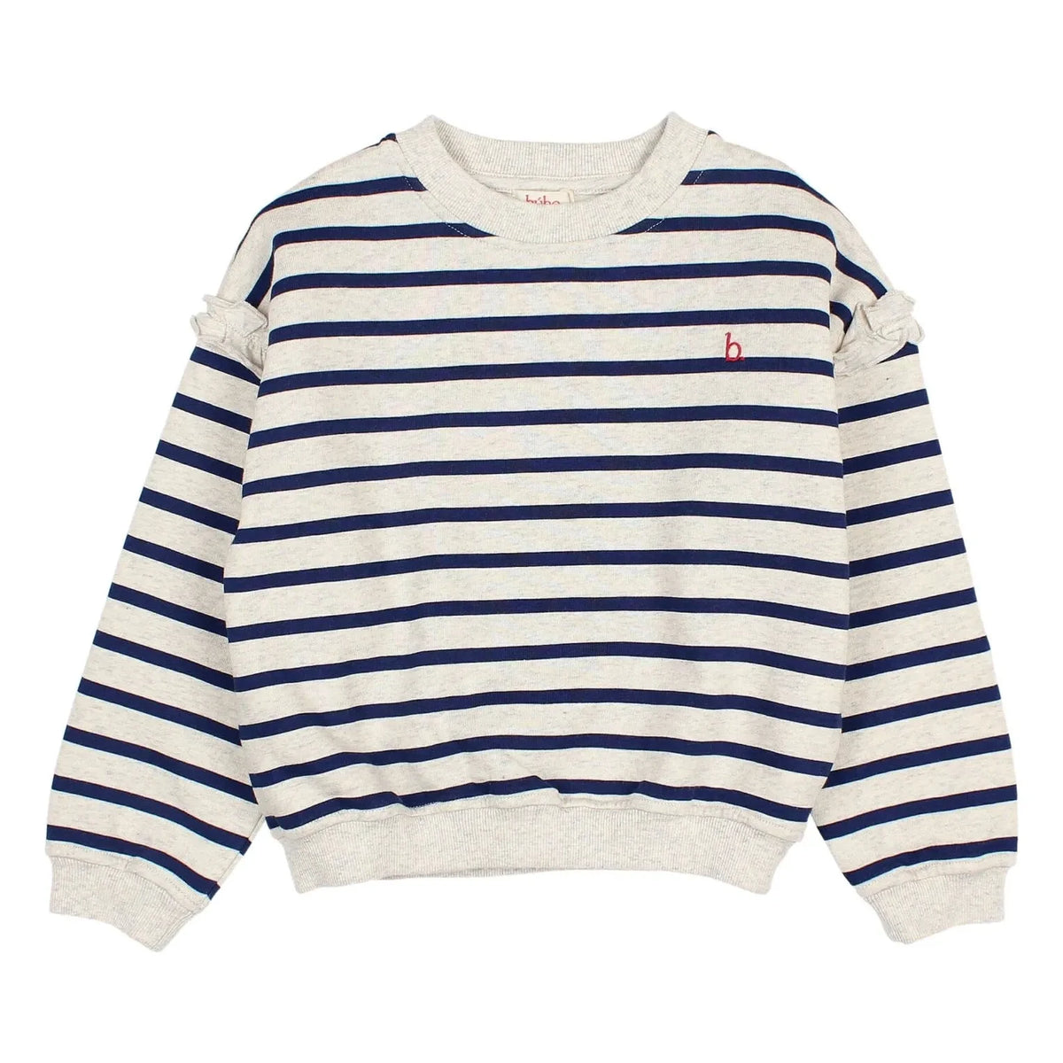Búho - Kız Çocuk Denizci Çizgili Organik Pamuklu Sweatshirt | Lacivert