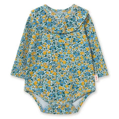 Tinycottons - Organic Cotton Ribbed Floral Pattern Bodysuit | Blue
