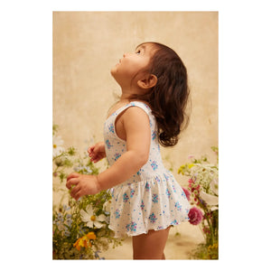 Louise Misha - Bañador Kalinda con estampado floral y falda waffle, fibra reciclada | Crema