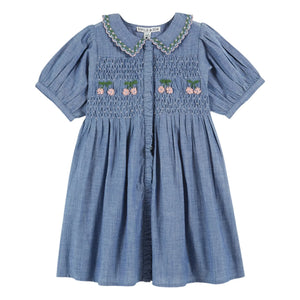Emile et Ida - Smock-Kleid aus blauem Chambray