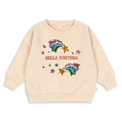 Konges Sløjd - Sudadera Lou Bella Fortuna de Algodón Orgánico con Lentejuelas | Crema