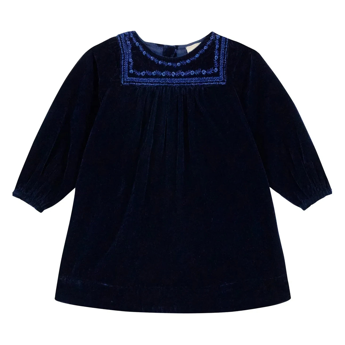 Bonton - Vestido bordado de terciopelo Pimousse | Azul marino