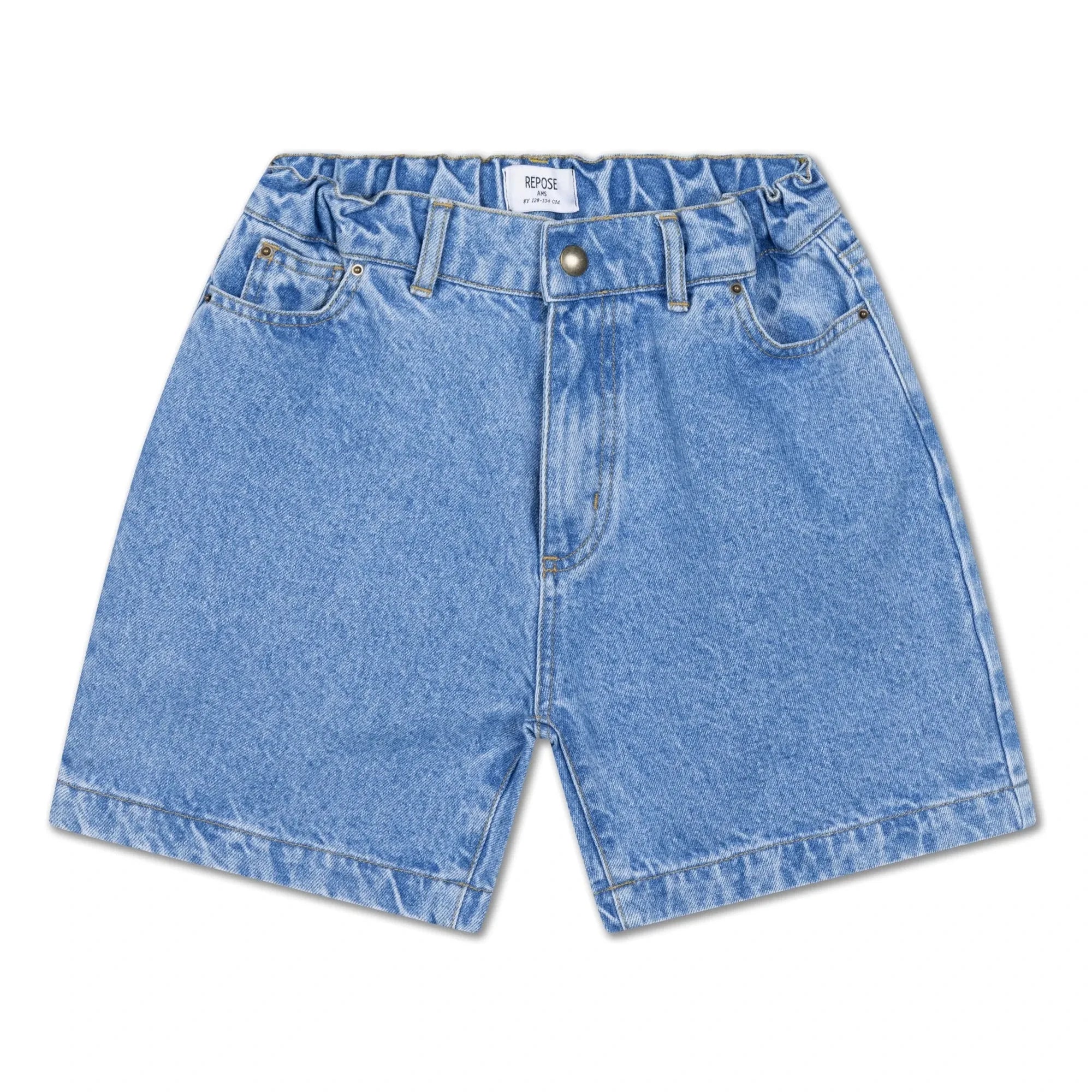 Repose AMS - Denim Organik Pamuk Bermuda Şort | Mavi