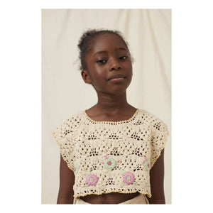 Bebe Organic - Anais Stricktop Bio-Baumwolle Blumen | Ecru