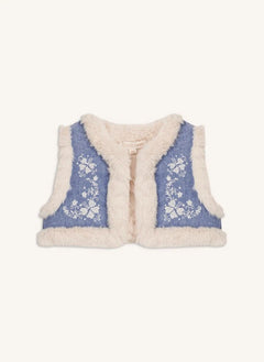 Louise Misha - Gilet in pelliccia sintetica in cotone biologico Librana | Blu