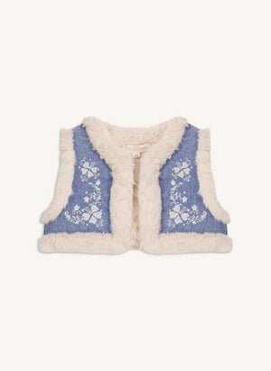Louise Misha - Gilet in pelliccia sintetica in cotone biologico Librana | Blu