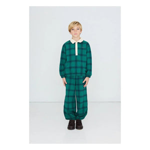 Tinycottons - Organik Pamuklu Kareli Jogger Pantolon | Yeşil