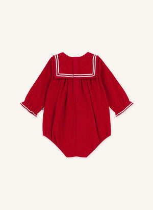 Petit Bateau - Organik pamuklu kadife tulum | Kırmızı